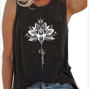 Lotus Namaste Women's Black Summer Sleeveless Top 2X Plus Size New